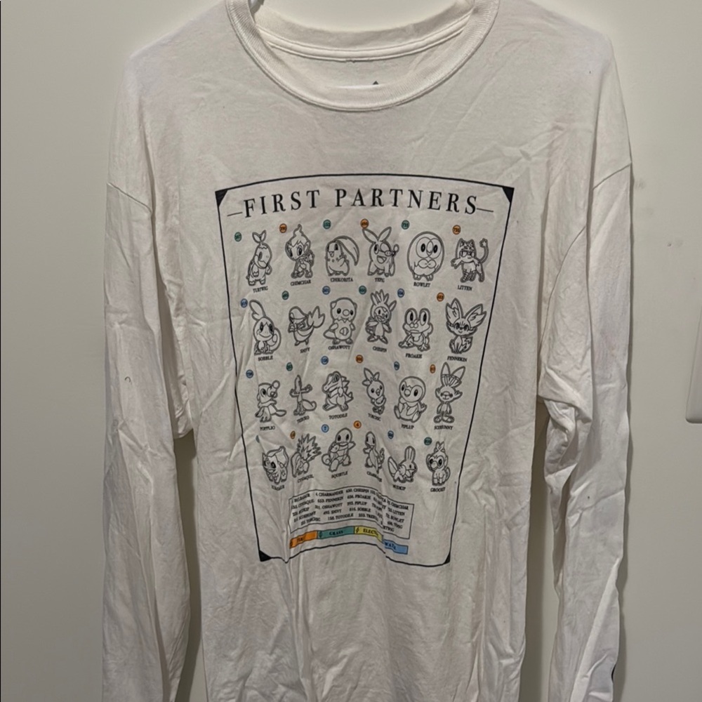 Pokemon White Long Sleeve Tee - First Partners Design